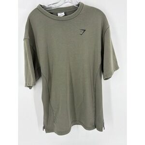 Gymshark Oversized Sweatshirt Khaki Green Short Sleeve‎ Mens Size M